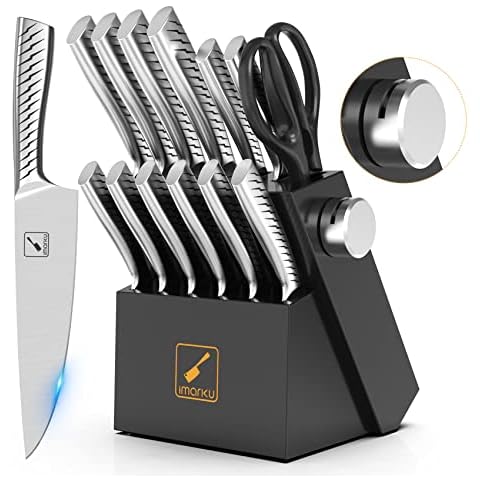 Customer reviews: Mueller Deluxe Knife Set With Block,  Stainless Steel Pro 7-Piece Ultra Sharp Kitchen Knife Set with Acrylic Stand