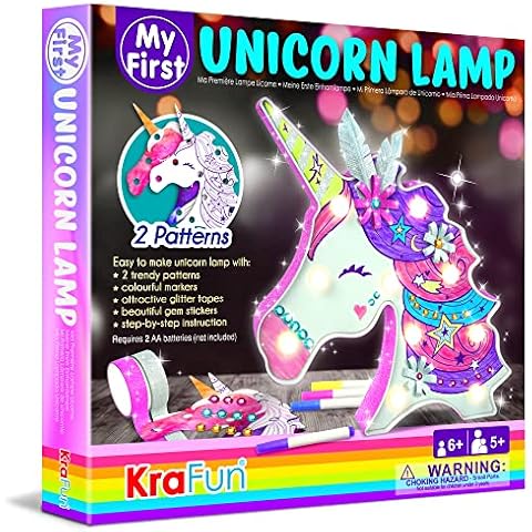 KRAFUN Big Jumbo Unicorn Animal Sewing Kit for Age 7-12 Kids Beginner My First Art & Craft, Includes 1 Stuffed Doll with Accessories, Instructions & P