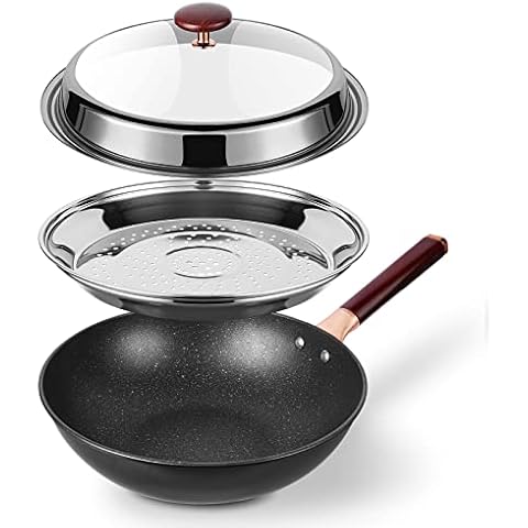 ValenCera, Ceramic Nonstick Flat Bottom Wok Stir Fry Pan with Lid, Nontoxic  - Free of PFOA, PTFE, PFAS, Induction Ready, Oven Safe, Made in Korea