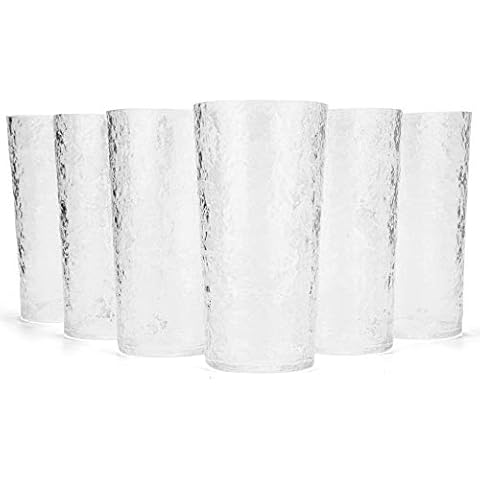 fulong 16 oz Plastic Highball Drinking Glasses, Set of 8 Water Beverage  Clear