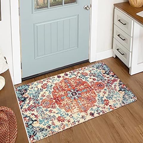 2x3 ft Door Mat Entryway Rugs Washable Boho Rug Small Area Rugs for Entryway  Bedroom Bathroom Kitchen Lliving Room, Soft Flower Rugs Low Pile Non-Slip  Rubber Backing Carpet Washable Rug Orient Indoor