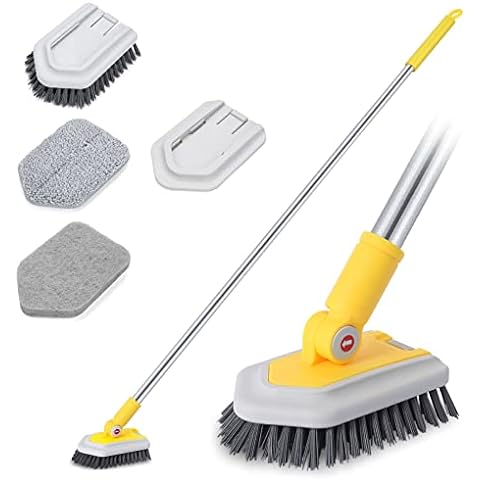 ITTAR Grout Brush with Long Adjustable Handle, Swivel Scrub Brush, V-Shape  Grout Line Scrubber with Stiff Bristle for Deep Cleaning Tile Grout