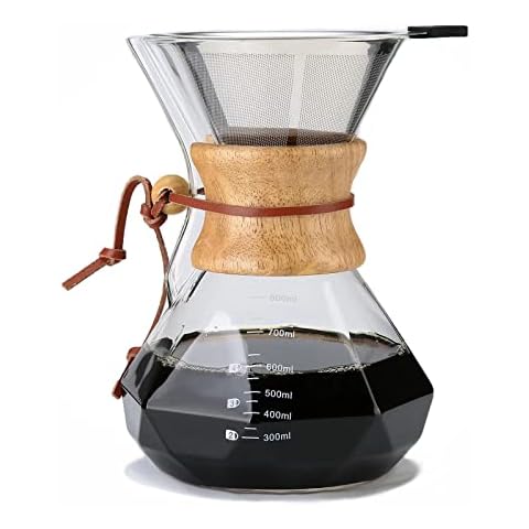 Pour Over Coffee Maker, Borosilicate Glass Carafe, Stainless Steel  Paperless Filter Dripper, Includes Custom Silicone Sleeve, Bpa-free Glass  Coffee Carafe, Glass Coffee Maker, Coffee Dripper Brewer, Glass Cups, For  Home Coffee Shop