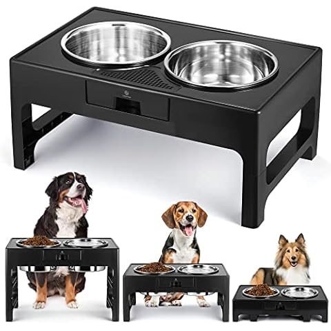 AHX Elevated Dog Food Water Bowl - Raised Dog Bowls with Stand