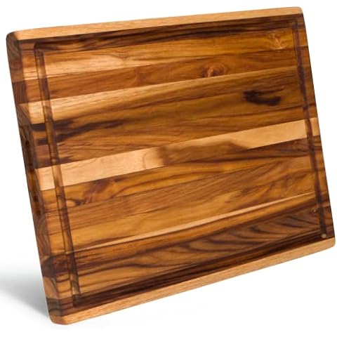 Dalstrong Cutting Board - 100% Teak Wood - Tight Wood Grain - Laser-Engraved Measurements & Juice Groove - 15 x 12 (Medium)