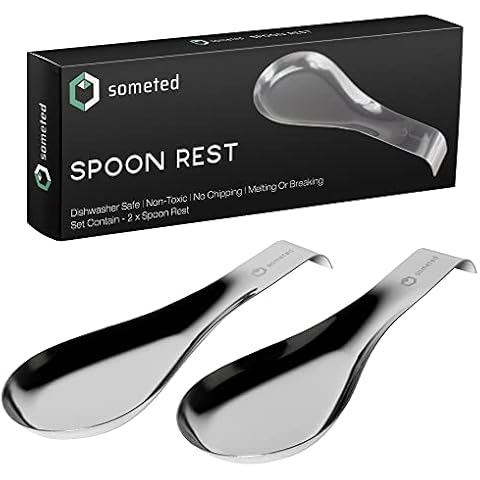 LIANYU Stainless Steel Spoon Rest, Spatula Ladle Holder, Heavy Duty, Dishwasher Safe