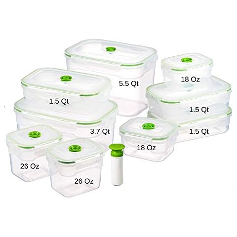 VICARKO Airtight Food Storage Containers, Vacuum Seal, Food Saver, Fresh &  Save Keeper, Preserve & Marinate, Airtight, Reusable, Nestable Lids