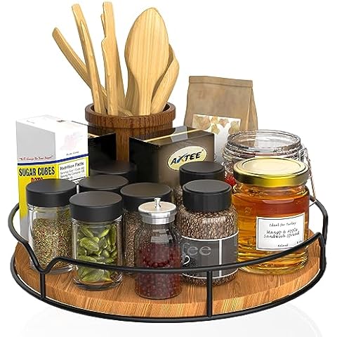 Puricon 2 Pack Lazy Susan Clear Organizer for Cabinet Pantry Storage, Rotating Tray for Fridge Bathroom Living Room Kitchen Spice Rack Organization