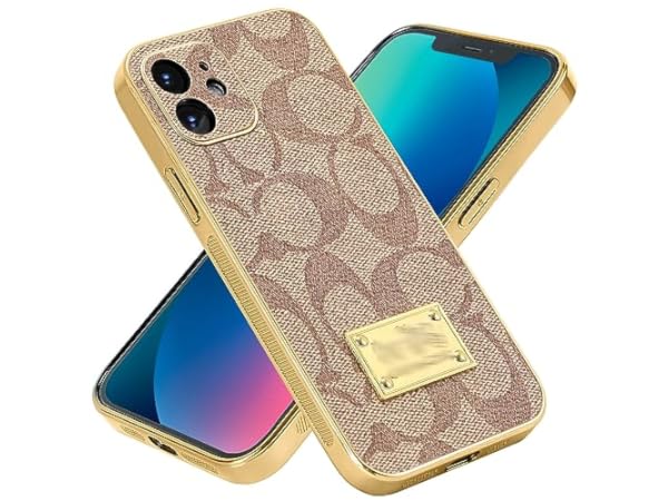  Designer iPhone 13 Pro Max Case for Women Luxury 6.7 inch,Gold  Frame Metal nameplate,with Card Holder,Luxury Aesthetic Classic Pattern  Leather Back Cover : Cell Phones & Accessories