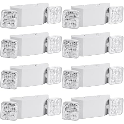 6 Pack LED Emergency Light with Battery Backup, Commercial Emergency Light  Fixtures with Two Adjustable Head, 180Mins, Hardwired LED Emergency Exit