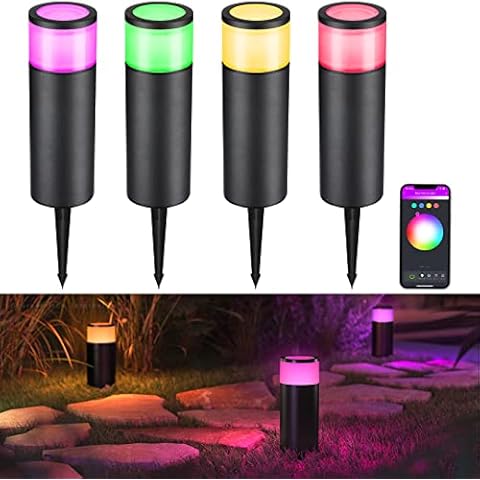 LEONLITE Smart Low Voltage Pathway Lights, Bluetooth RGB LED Landscape  Bollard Light with APP Control, 4.5W 12V Path Lighting Outdoor for Yard  Lawn, Color Changing, Aluminum, IP65, Pack of 4 