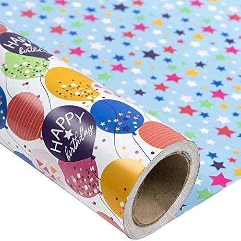 LeZakaa Reversible Christmas Wrapping Paper - Jumbo Roll - Santa