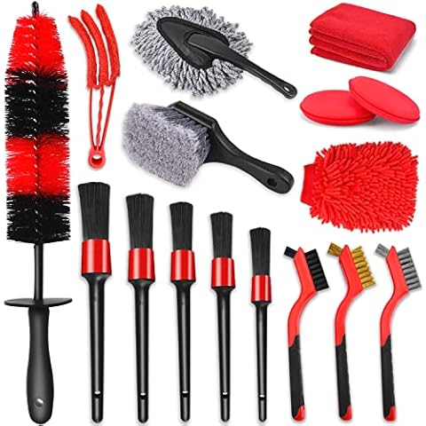 Lezcufer 17Pcs Complete Car Interior Detailing Kit with High Power Handheld  Vacuum, Car Care Cleaning Kit,Detailing Brush Set,Windshield Cleaning