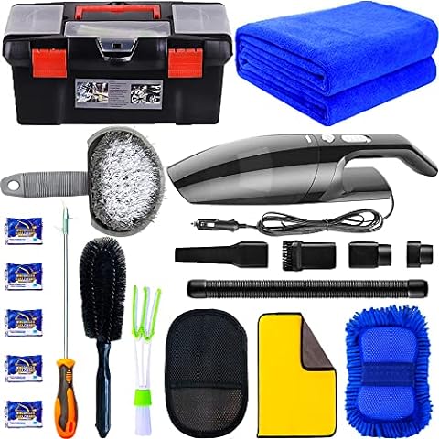THINKWORK Car Wash Kit, Car Cleaning Kit Interior Detailing kit with Sturdy  Toolbox, Suitable for Small and Medium Vehicles Such As Cars, Trucks