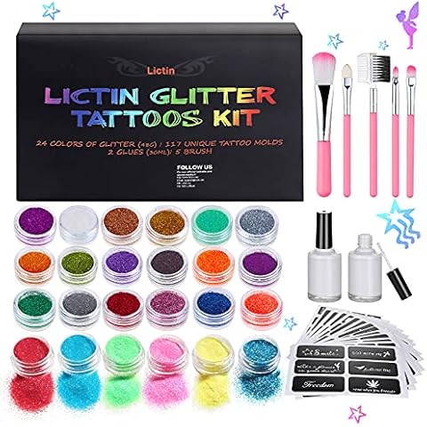 Lictin Water Based Face Paint - 26 Colors Face Painting Kit with Stencils  and Brushes, Halloween Makeup Kit for Adults and Kids, Professional Non