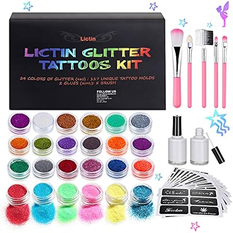 Lictin Water Based Face Paint - 26 Colors Face Painting Kit with Stencils  and Brushes, Halloween Makeup Kit for Adults and Kids, Professional Non