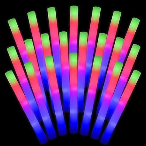 LifBetter 20Pcs Glow Sticks Bulk- LED Foam Sticks in The Dark with 3 Modes  Flashing Led Foam Multicolor Batons Light up Party Favors for Birthdays