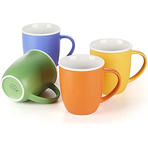 LIFVER Coffee Mugs Set of 4, 20 oz Large Porcelain Mug with Handle, Gift  for Housewarming/Families, Multi Colors 