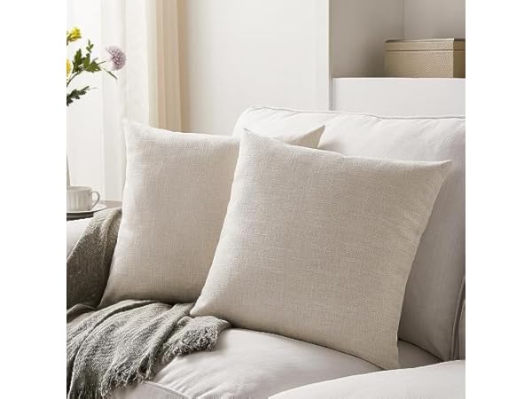 ATLINIA Linen Pillow Cover with Tassels 20 x 20 Off White Decorative Throw Pillow Cover for Couch Sofa Bed and Outdoor