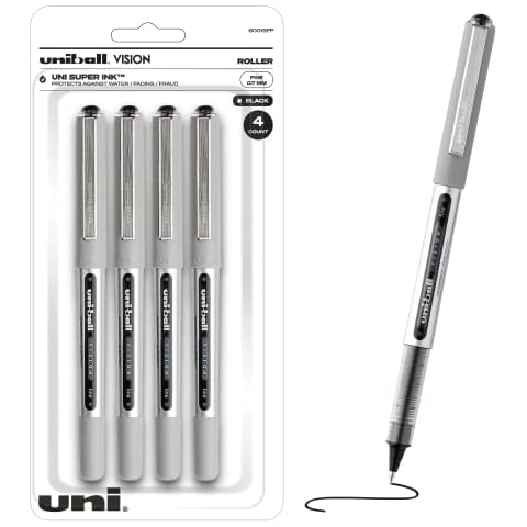 Uni-ball Deluxe Roller Ball Pens, Micro Point, Black - 3 count