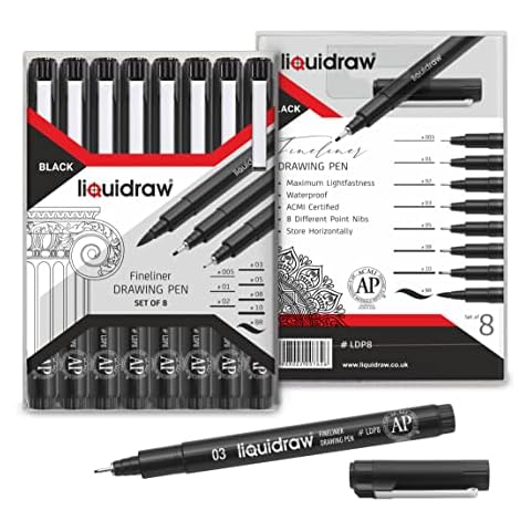 Liquidraw Fineliner Pens, Set of 24 Fine Point Pen 0.4mm Colored Pens Set, Fineliners Coloring Pens Markers for Journals, Drawing, Art, Bible