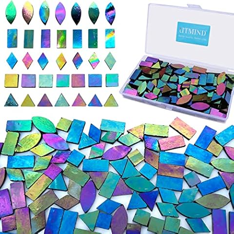 fuceury 900 Pcs 2.2lb Glass Mosaic tiles, 18 Colors 10mm Mosaic Glass Pieces with Storage Box, Transparent Mosaic Tiles for Crafts Bulk, Mosaic Supplies for