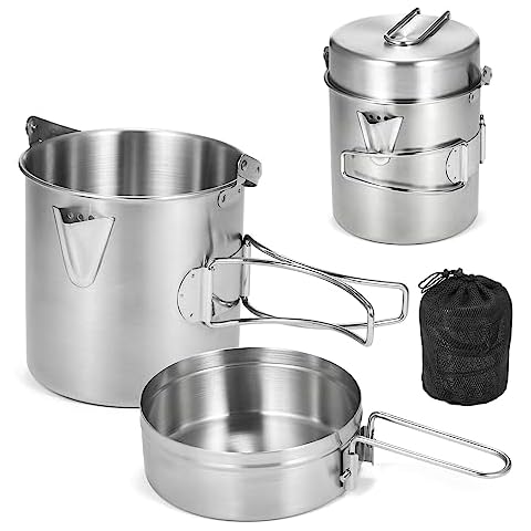 Acecamp Aluminum Cooking Pot, Camping Tribal Pot, Outdoor Picnic Cookware  With Folding Handle, Durable Cook Kit for Backpacking, Hiking 