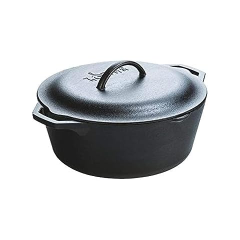 Overmont 2 in 1 Pre Seasoned Dutch Oven with Skillet Lid for Induction,  Electric, Grill, Stovetop, BBQ, Camping (5 Quart)