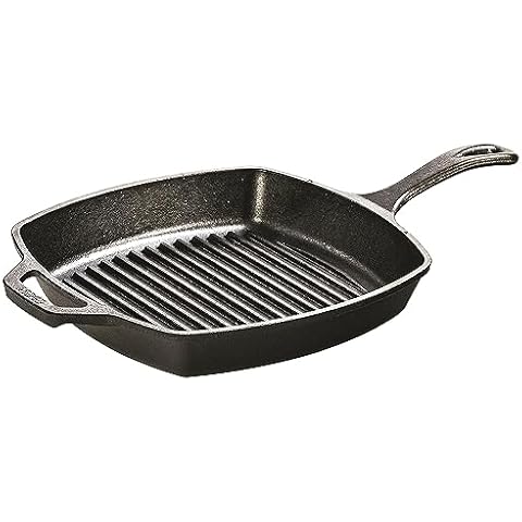 Lodge 12? Square Seasoned Cast Iron Griddle, P12SGR3, with assist handle