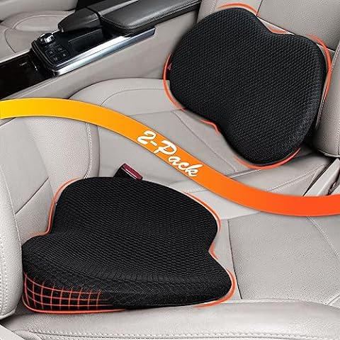  Elmara Car Seat Cushion for Car Seat Driver & Lumbar Support  Pillow for Car 2-Piece Combo - Car Pillow for Driving Seat - Lumbar Pillow  for Car Back Pillow - Back