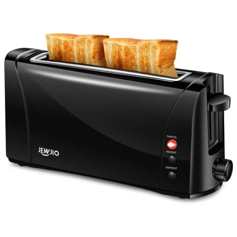 JEWJIO Long Slot Toaster 4 Slice, Stainless Steel Retro Toasters