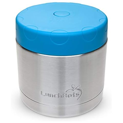 LunchBots Thermal 8 oz Triple Insulated Thermos - Hot 6 Hours or Cold 12  Hours - Leak Proof Thermos Soup Jar - All Stainless Interior - Navy Lid 