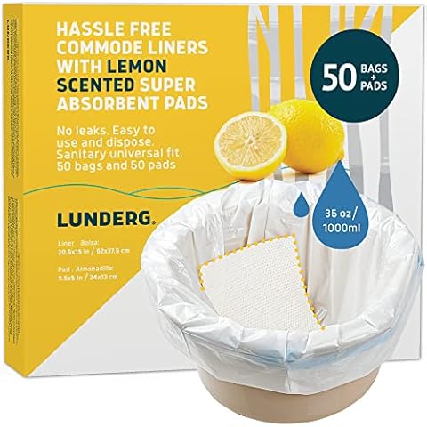 BOS Amazing Odor Sealing Disposable Bags for Commode Liners, Adult Diapers  or any Sanitary Product - Durable & Unscented (50 Bags) [5.2 Gallon/20L