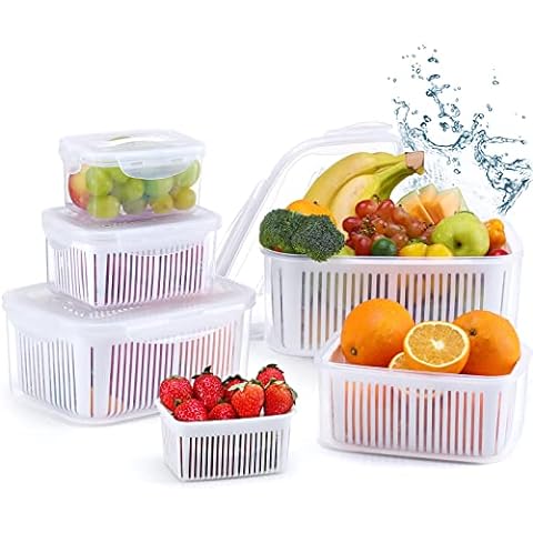 MineSign 2 Pack Plastic Divided Veggie Storage Containers with Lids and  Handles for Fridge Storage Organizer Boxes for Refrigerator Produce Beans