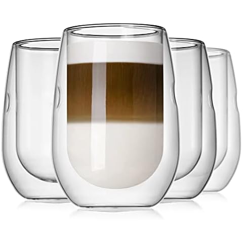 LUXU Glass Coffee Mugs 16 oz,Set of 4 Large Glass Coffee Cups Clear Tea Cups,Cute  Coffee Bar Accessories,Iced Coffee Glasses,Lead-Free Glass Cups for Water, Latte,Milk-Flat Bottomed Design - Yahoo Shopping