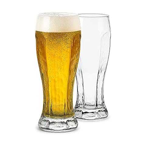 USA Made Nucleated Pilsner Glasses- Etched Beer Glass for  Better Head Retention, Aroma and Flavor - 16 oz Craft Beer Glasses for Beer  Drinking Bliss - 4 Pack: Beer Glasses