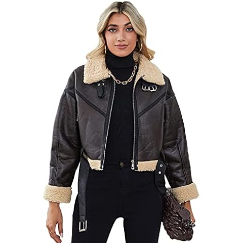 Ly Varey Lin Women's Asymmetrical Leather Jacket Loose PU Motor Biker Coat Outwear