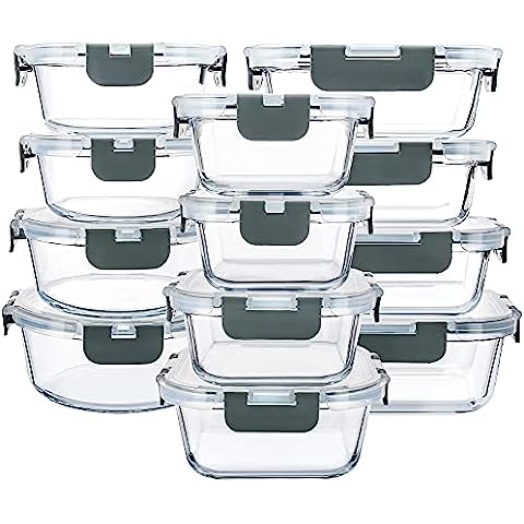M MCIRCO [5-Packs,36 Oz]Glass Meal Prep Containers 2 Compartments Portion  Control with Upgraded Snap Locking Lids Glass Food Storage