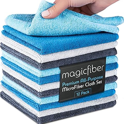 AIDEA Microfiber Cleaning Cloths-12PK, Softer Highly Absorbent, Lint Free  Streak Free for House, Kitchen, Car, Window Gifts(12in.x12in.)  Blue/Green/Grey 12x12