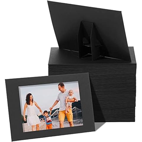 Juvale 50 Pack Black Paper Picture Frames 4x6, Cardboard Photo Easels for DIY Projects, Crafts