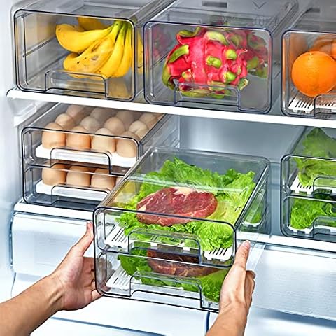 Mano 2Pack Clear Fridge Drawers Pull Out Stackable Refrigerator 2pack-L