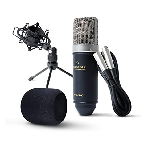 Movo PC-M6 Universal Cardioid Podcasting Microphone with XLR, 3.5mm and USB Outputs, Shockmount and Pop Filter