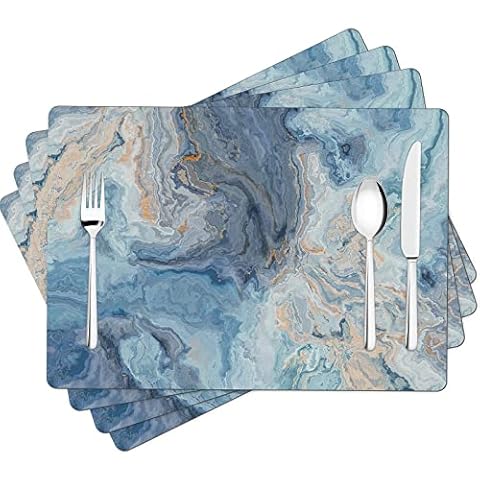 Juvale Set of 6 Blue Faux Leather Placemats for Dining Table Decor and  Accessories, 17.75 x 11.75 in in 2023