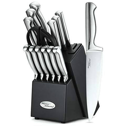 Marco Almond MA21 14-Piece Knife Set with Block Golden Kitchen