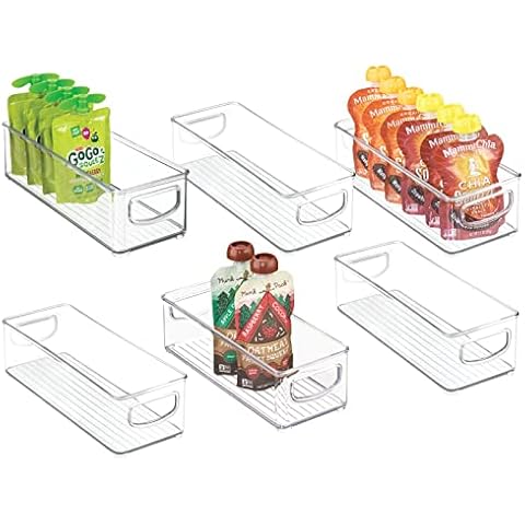 mDesign Plastic Food Storage Wide Bin Organizer with 6 Compartments for  Kitchen Cabinet, Pantry, Shelf, Drawer, Fridge, Freezer Organization -  Holds Snack Bars - Ligne Collection - Clear 