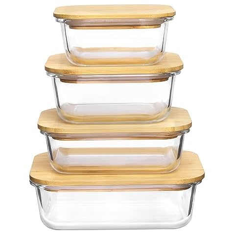 Meal Prep Containers with Bamboo Lids