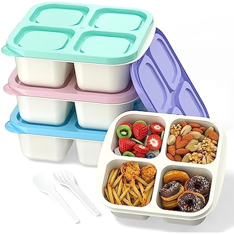 doura meal prep containers 3 compartment food storage reusable plastic  bento microwavable lunch boxes with lids bpa-free 10-pack,st