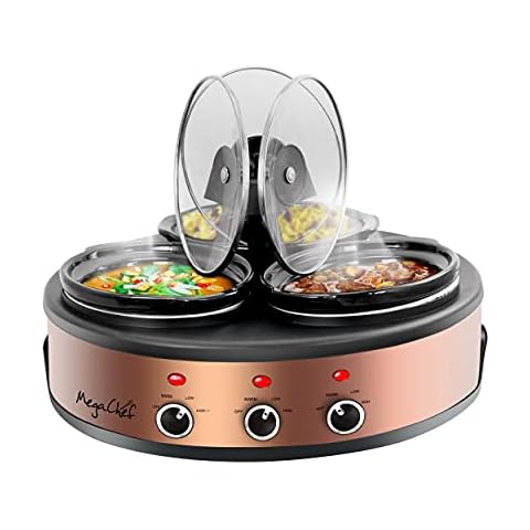  Sunvivi Double Slow Cooker,2 Pot Small Mini Crock Buffet  Servers and Warmer,Dual Pot Oval Manual Slow Cooker with Adjustable Temp  Removable Ceramic Pot,Stainless Steel, Total 2.5 Quarts Black: Home &  Kitchen