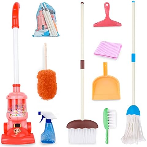 6Pcs Kids Cleaning Set Children's Realistic Play House Toy Broom Mop Duster  Dustpan Brushes for Housekeeping Educational