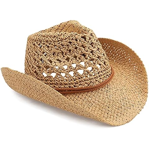 Old Stone Straw Cowboy Cowgirl Hat for Men/Women Unisex Summer Winter Wide  Brim Sun Hat Dallas Western Style for Safari Fishing Beach Golf Hiking